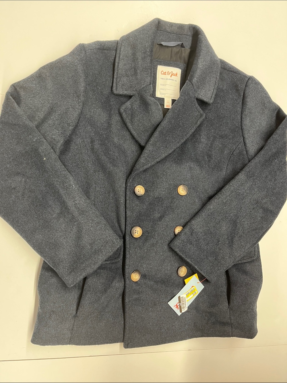 NEW Cat & Jack Boys Navy Double-Breasted Peacoat